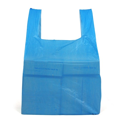 Medium Blue Recycled Vest Carrier Bags 100 per pack - - Plastic Carrier ...