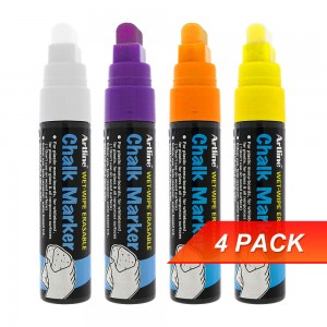 Artline EPW12 Chalk Marker Pen Chisel Nib 4 Pack Set 2