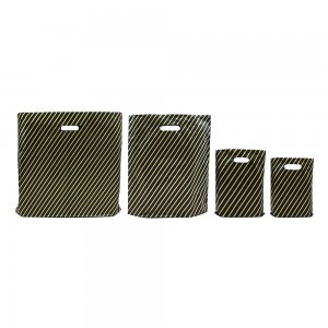 Black Gold Pin Stripe Carrier Bags High Density