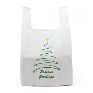 Medium White Christmas Carrier Bags Front